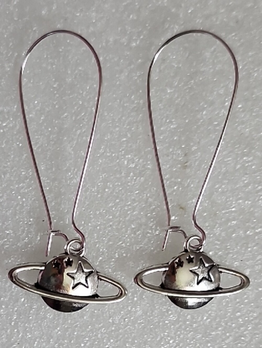 Hand Crafted Silver Planet & Star Drop Earrings
